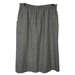 Alfred‎ Dunner Women's Wool Blend Plaid Midi Skirt Elastic Waist Pockets Size 12